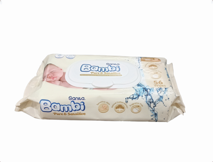 ⁦مناديل مبللة سانيتا بامبى نقي وحساس - 56 قطعة⁩ - الصورة ⁦5⁩